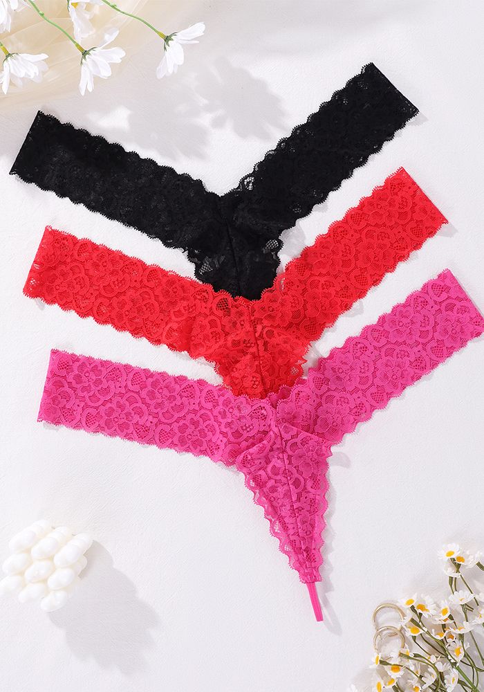 String Femme Multicolore en Dentelle Basse Taille Confortable et Sans Couture