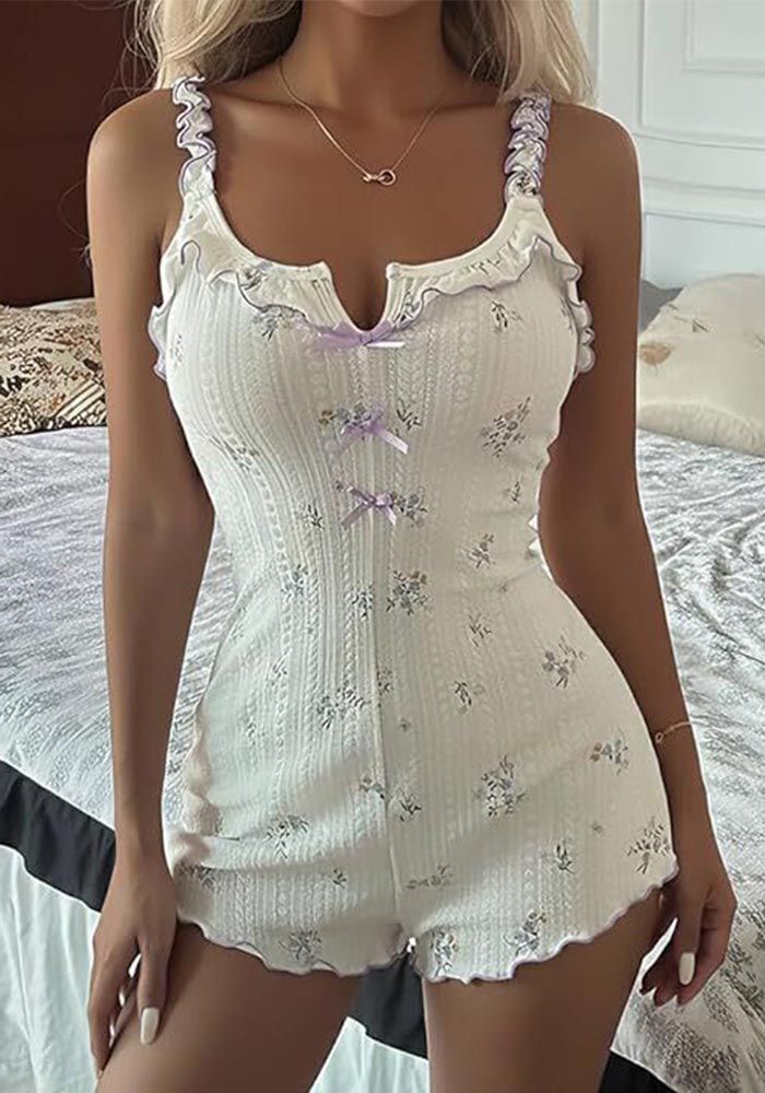 Camisole Bodysuit Décontractée Florale pour Femmes
