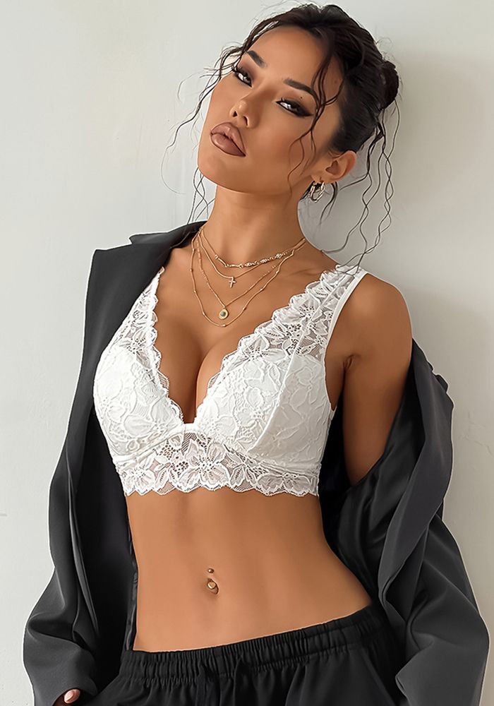 Camisole en Dentelle Style Français pour Femmes avec Soutien-Gorge Croisé