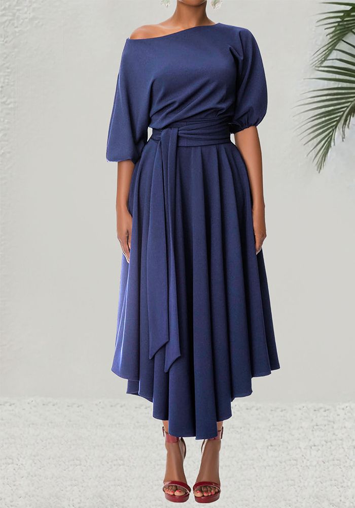 Robe Élégante Irregulière à Lacets avec Épaules Dégagées pour Femmes