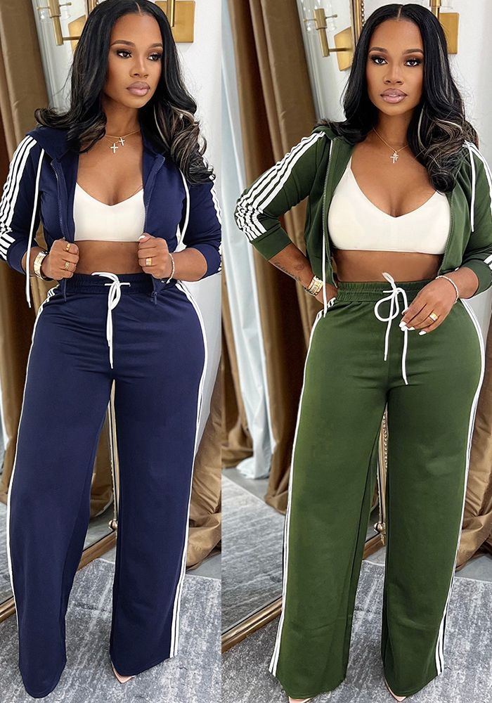 Ensemble Deux Pièces Femme Haut Zippé et Pantalon Décontracté