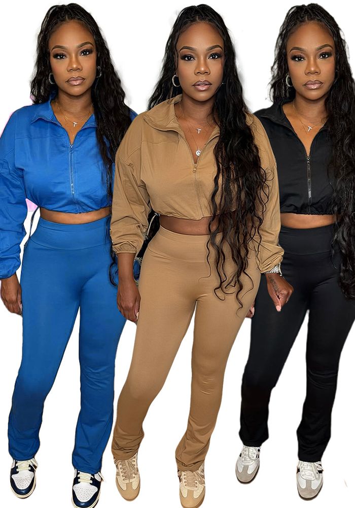 Ensemble Deux Pièces Femme Sportif Uni Décontracté Haut et Pantalon