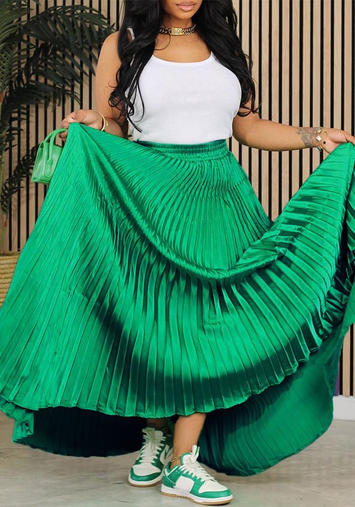 Jupe longue plissée taille haute mi-haute pour femmes grandes tailles