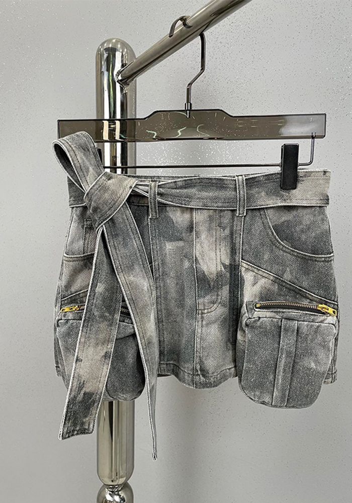 Jupe culotte en denim camouflage multi-poches pour femmes américaine d'été