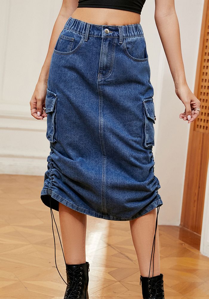 Jupes Cargo Casual en Denim pour Femmes