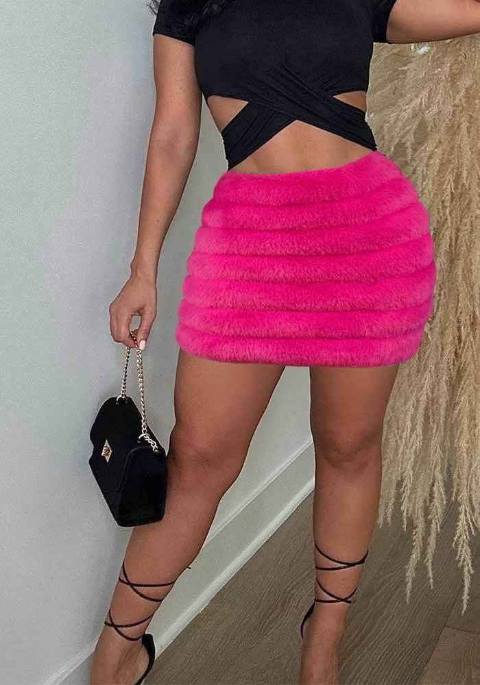 Jupe en peluche zippée pour femmes automne et hiver