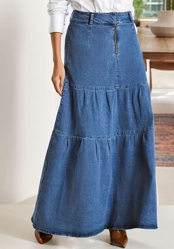 Robe Maxi en Jean Vintage Pastoral Décontractée pour Femmes Printemps et Été