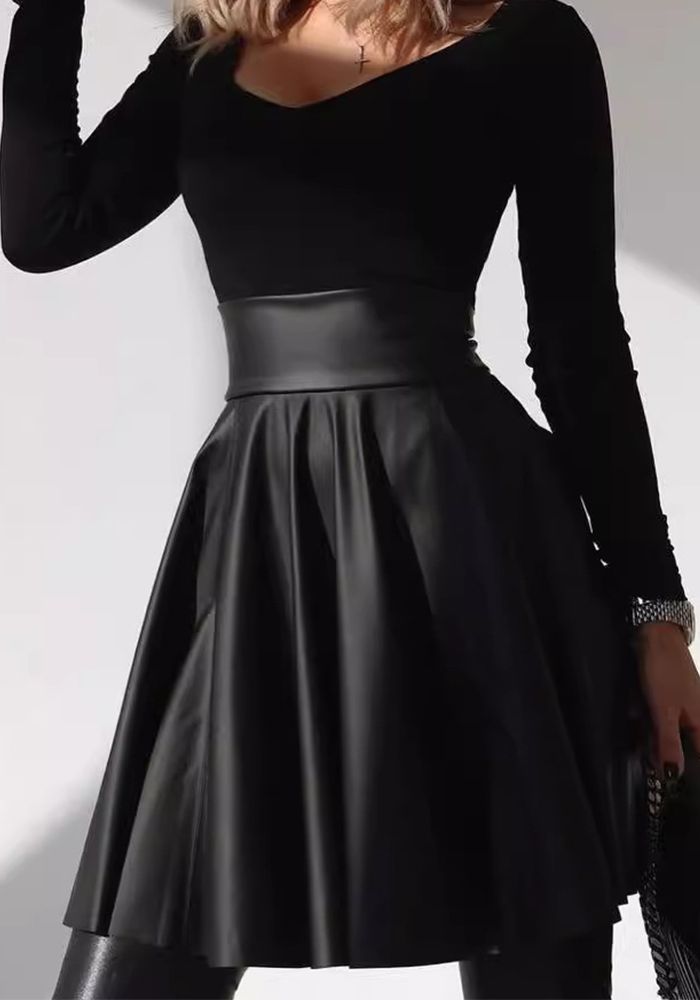 Jupe en cuir PU pour femmes