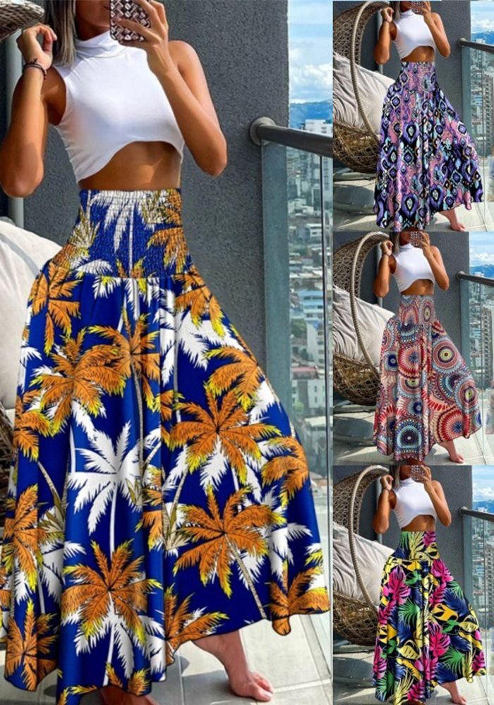 Jupes Longues Imprimées Femme Taille Haute Mode Été