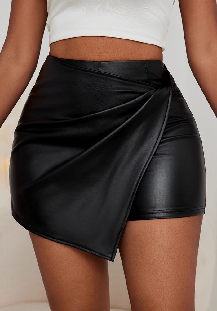 Jupe en PU Cuir Irregulière Femme Casual