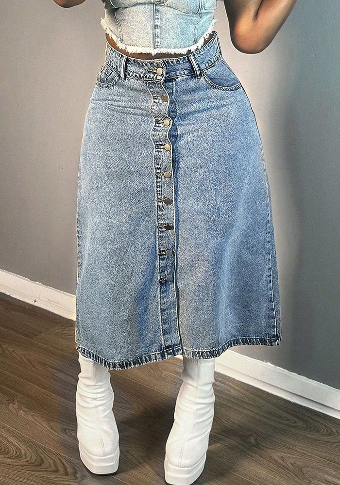 Jupe en Jean Boutonnée pour Femmes