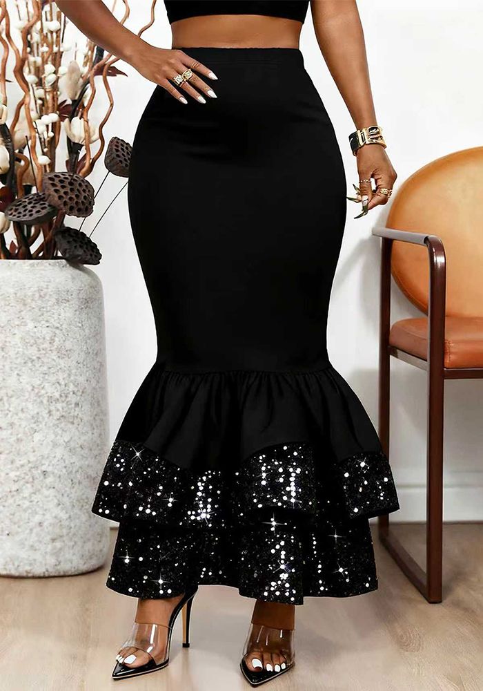 Jupe Fishtail Bodycon Élegante en Sequins pour Femmes