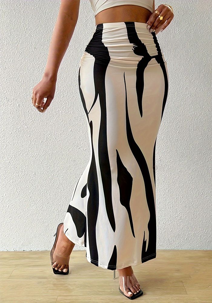 Robe Maxi Bodycon Imprimé Zèbre Automne Femme