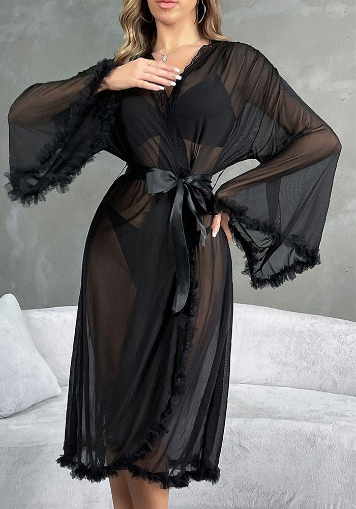 Robe longue en maille à franges pour femmes