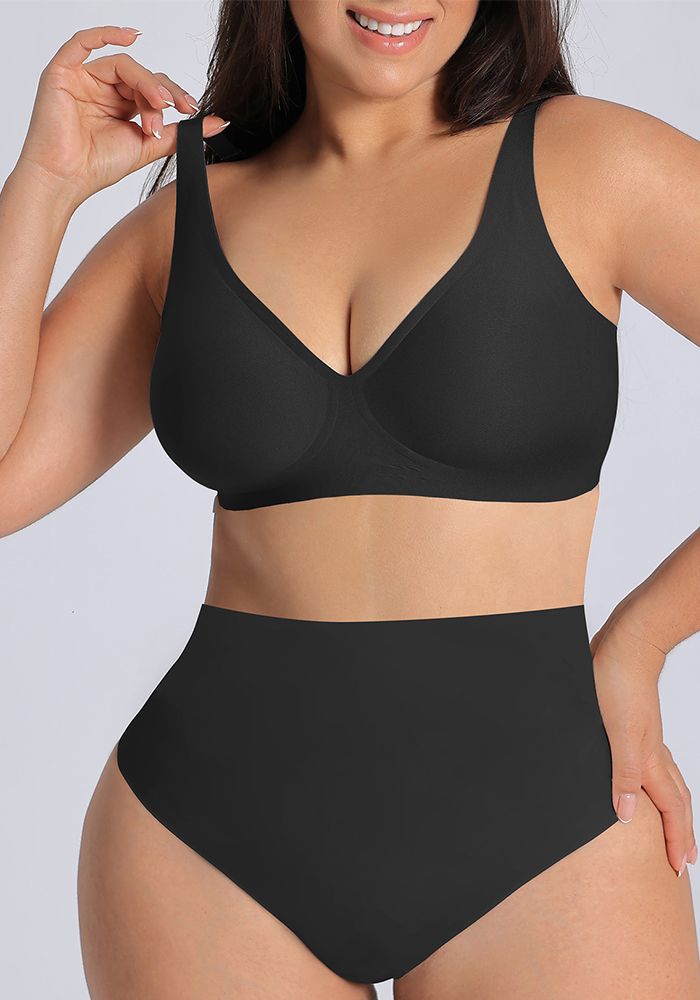 Ensemble de Soutien-Gorge Sans Couture Push-Up Sans Fil pour Femmes Grande Taille