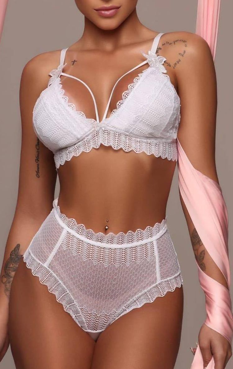 Ensemble de Soutien-gorge et Culotte Blanc Sexy