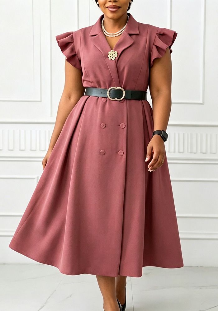 Robe Africaine Élégante à Col Rabattu pour Femmes d'Été à Manches Courtes et Grande Taille