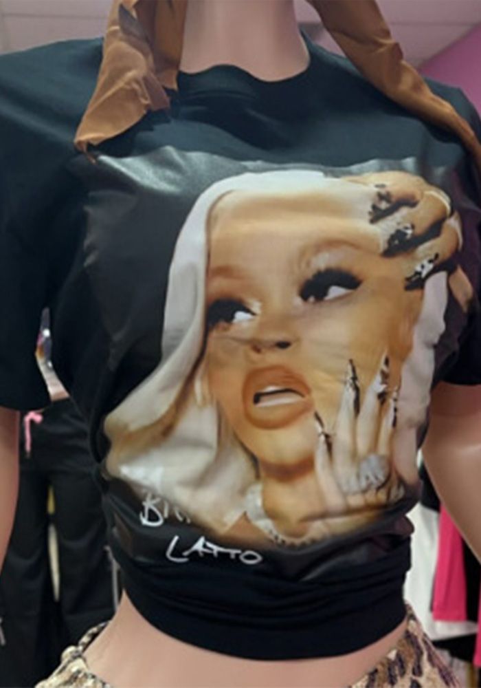 T-shirt décontracté à manches courtes avec impression lettre pour femmes - Été
