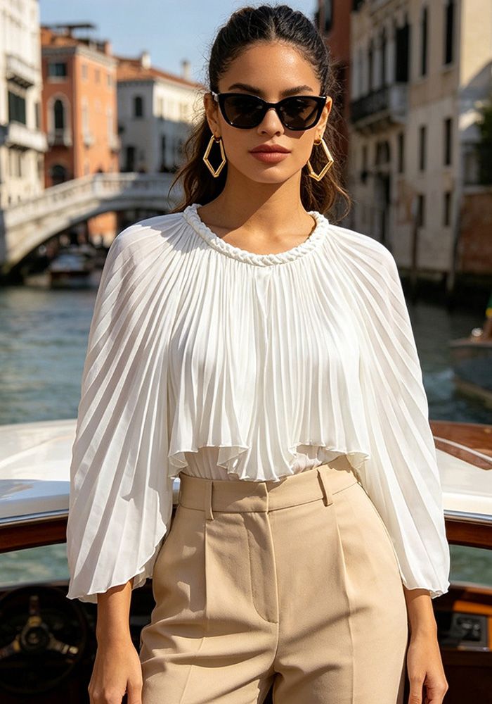 Chemise Irregulière Élégante à Col Rond pour Femmes d'Automne