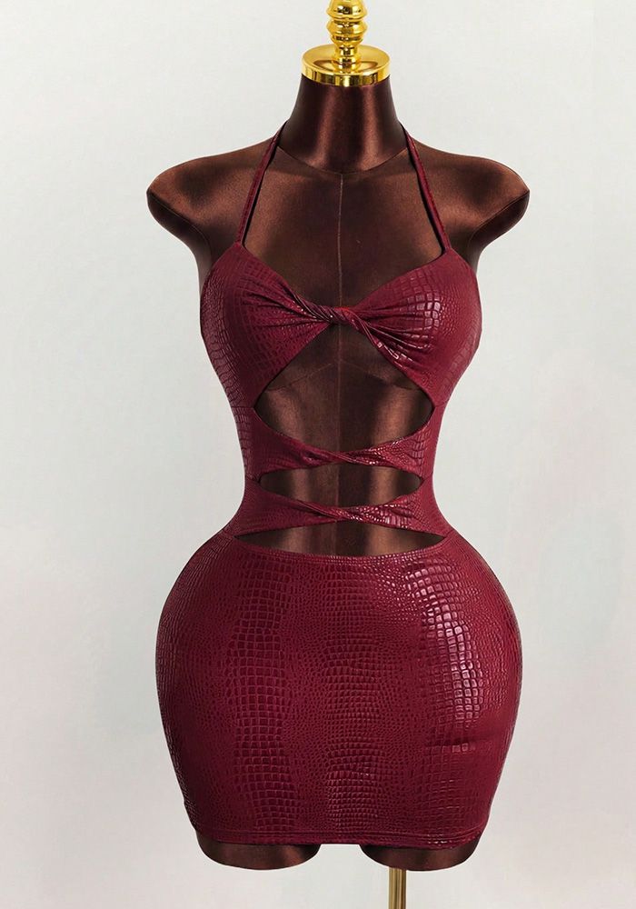 Robe Mini à Bretelles Découpée en Patchwork Solide Brillante pour Femmes d'Été