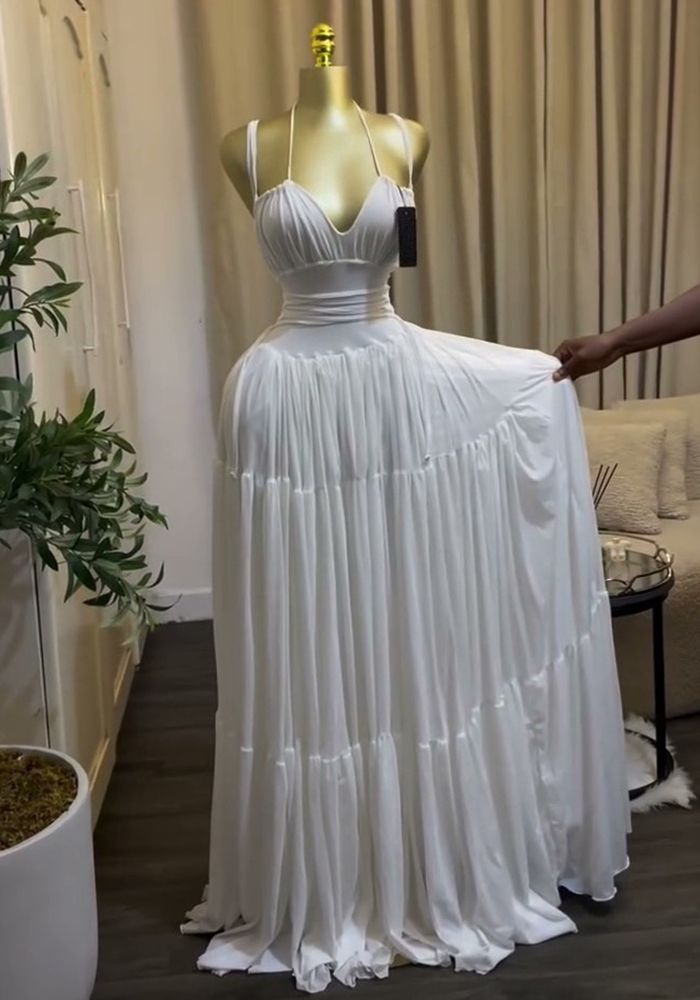 Robe Maxi Élégante Chic Ruchée à Taille Haute pour Femmes d'Été