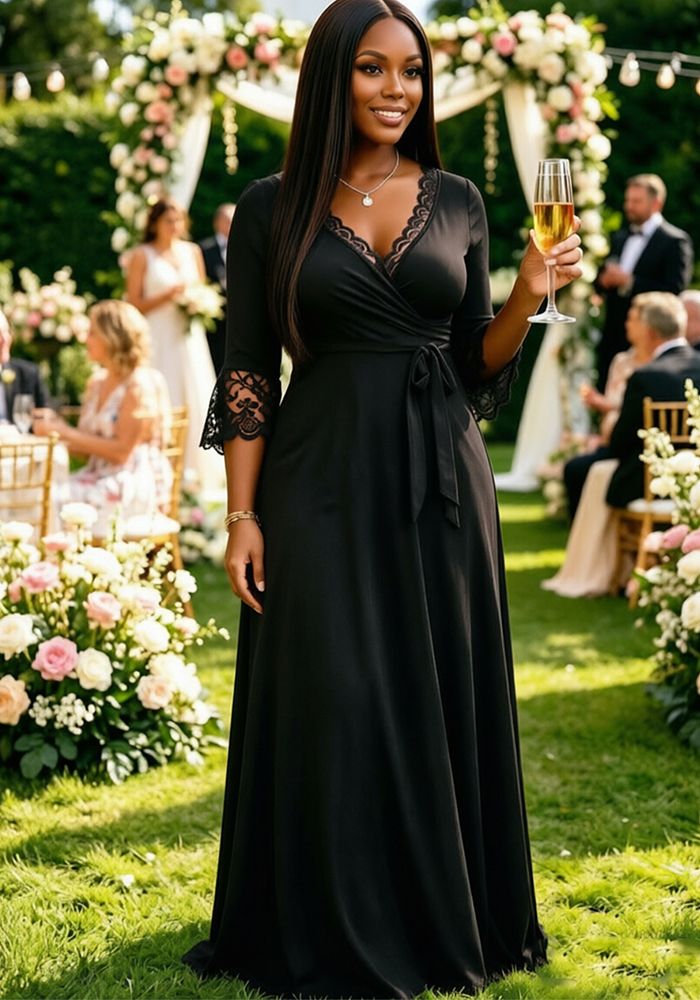 Robe Femme en Dentelle à Col V