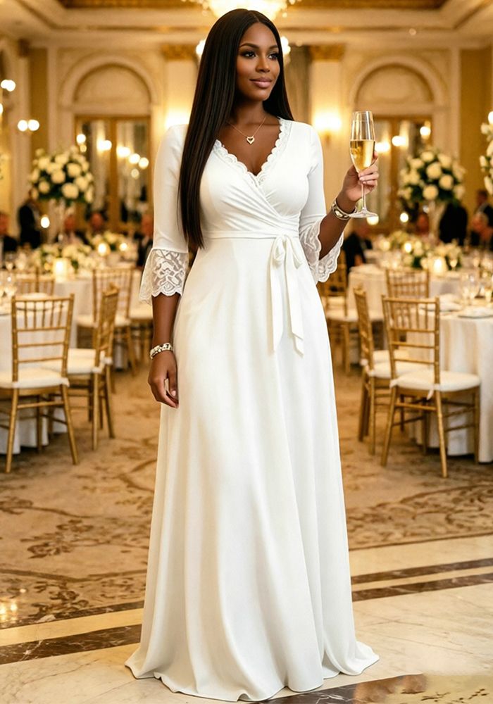Robe Femme à Manches en Dentelle