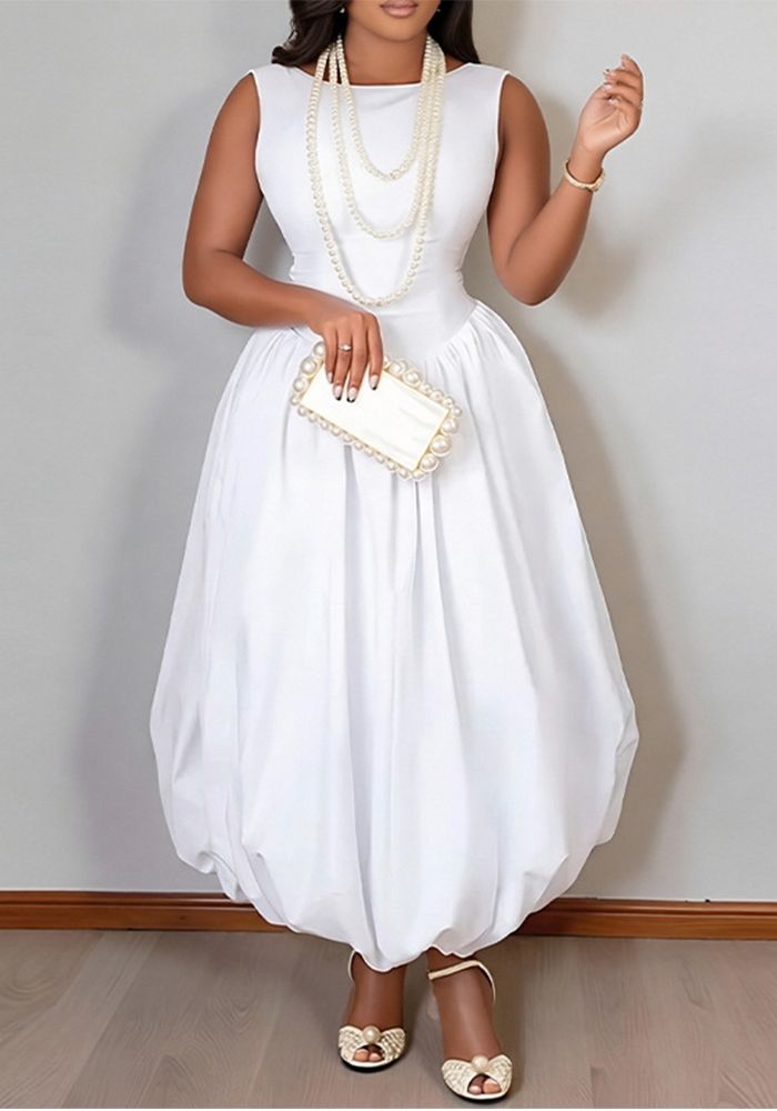 Robe Tulipe Sans Manches Patchwork Solide Printemps Femme