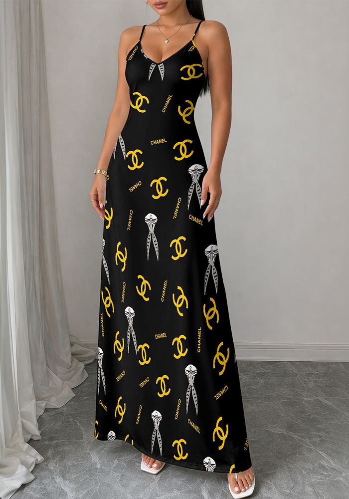Robe Maxi à Bretelles Imprimée pour Femme
