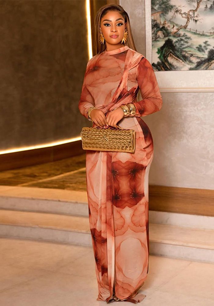 Robe moulante à col rond et manches longues pour femmes en coloris bloc