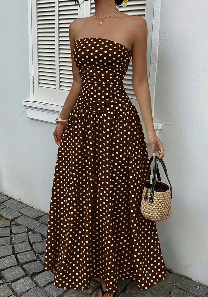 Robe sans manches élégante à pois pour femmes