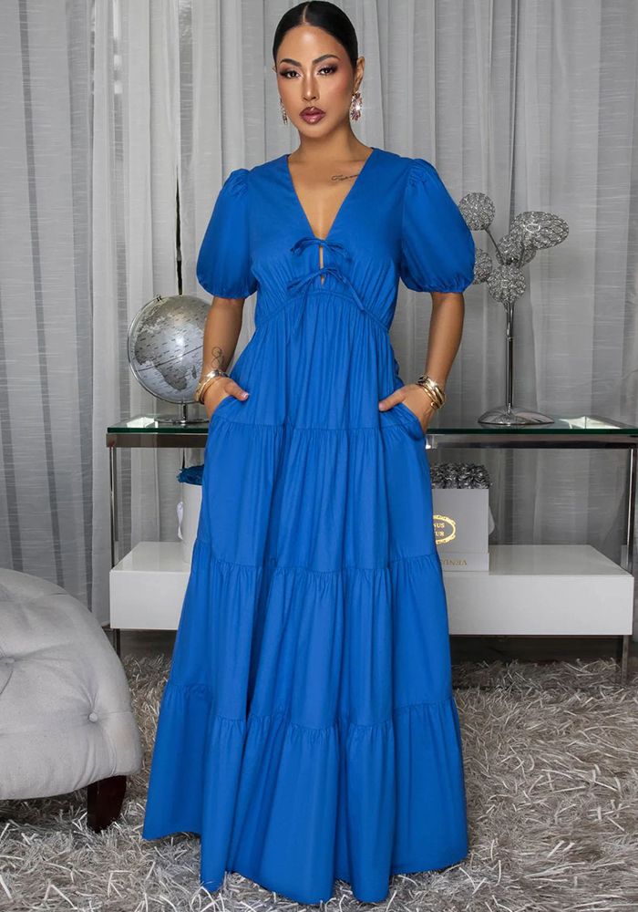 Robe Maxi Décontractée à Manches Courtes Grande Taille pour Femmes en Été (Le temps de traitement nécessite 3-6 jours)