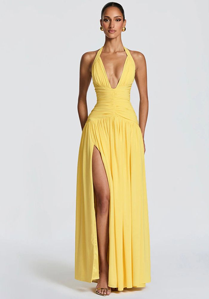 Robe à fente à lacets en V pour femmes - Printemps & Été