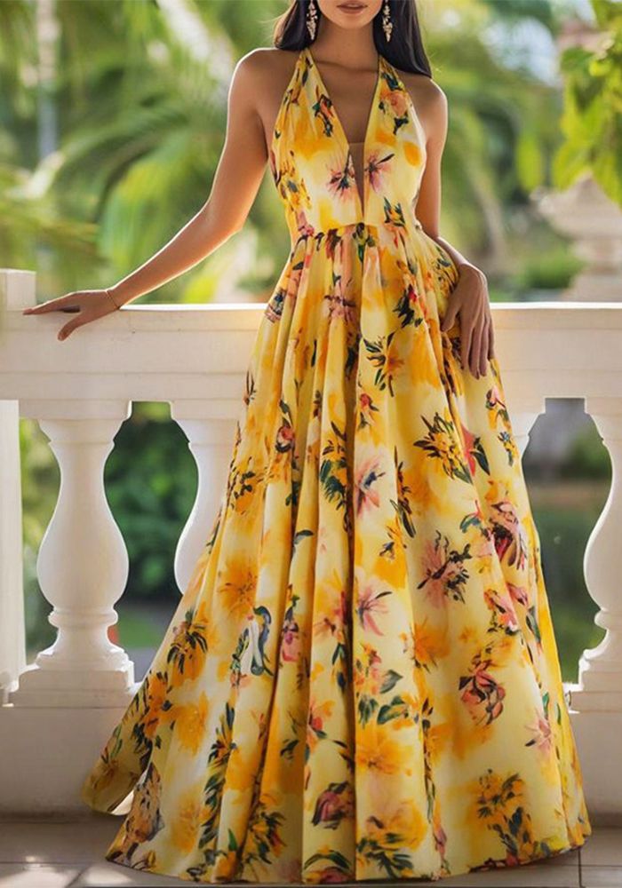 Robe Maxi Camisole à Imprimé Printemps pour Femmes