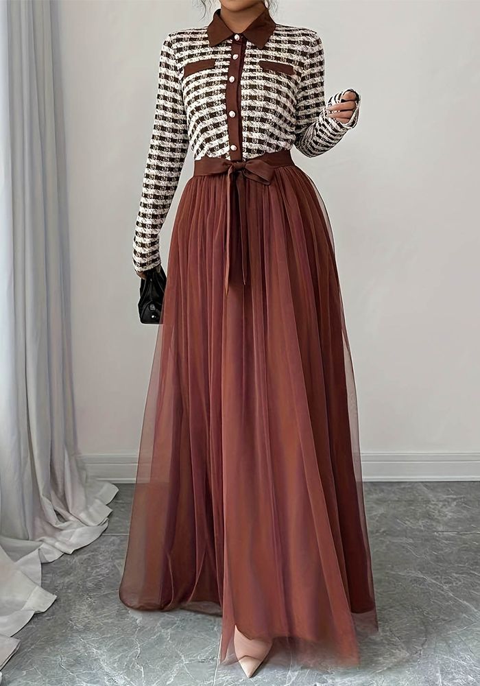 Robe Femme à Taille Liée en Maille Colorée