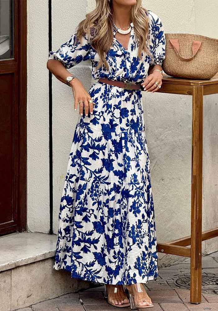Robe Longue Décontractée Imprimée Élégante pour Femme d'Été