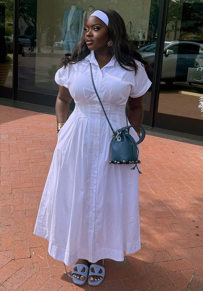 Robe Maxi à Manches Courtes avec Col Rabattu pour Femmes Africaines Grande Taille
