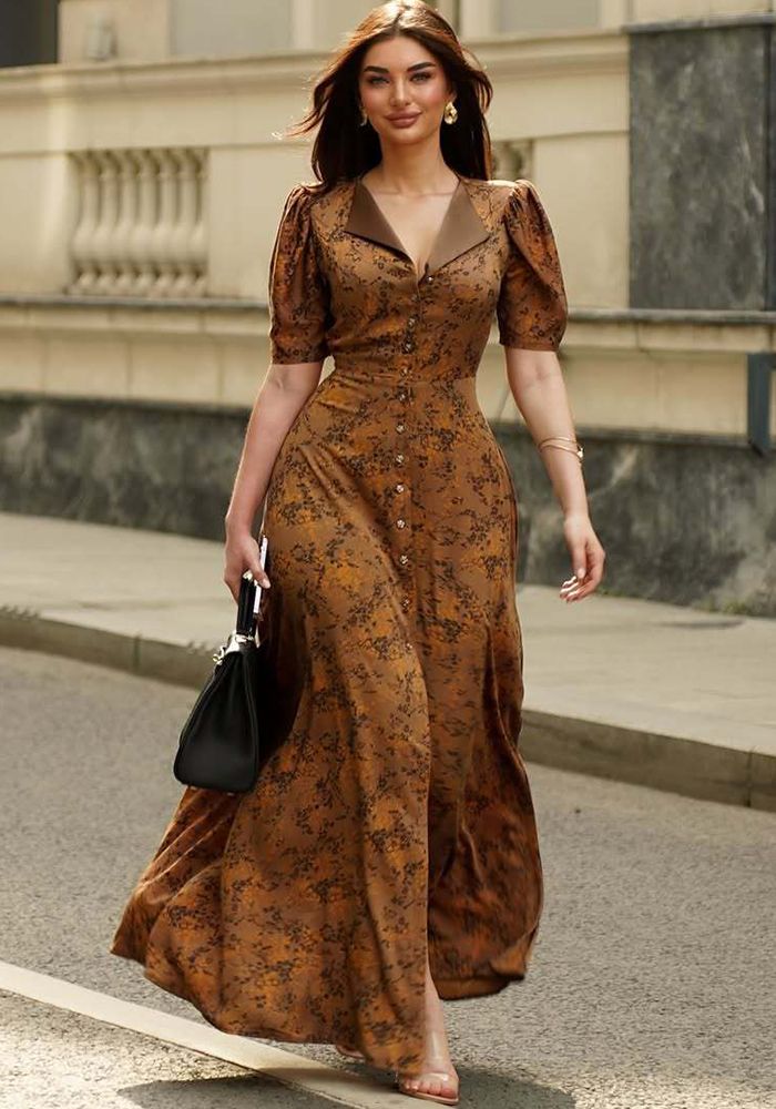 Robe Femme à Col Rabattu et Lacée