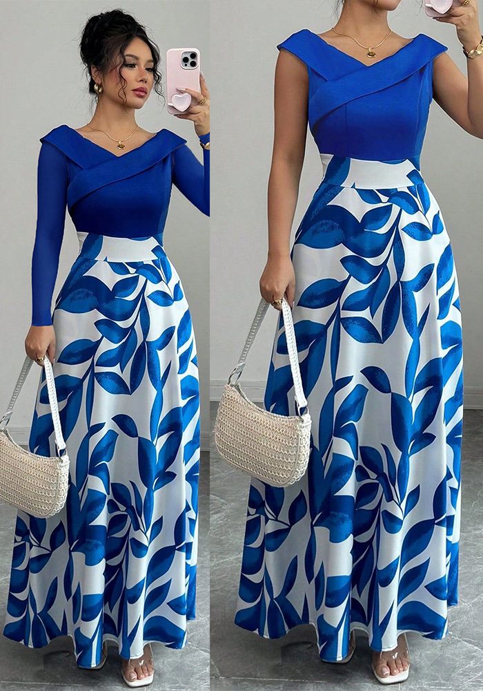 Robe Élégante Contrastée pour Femmes en Automne