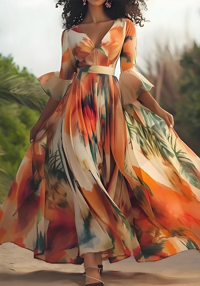 Robe de Plage Imprimée pour Femmes