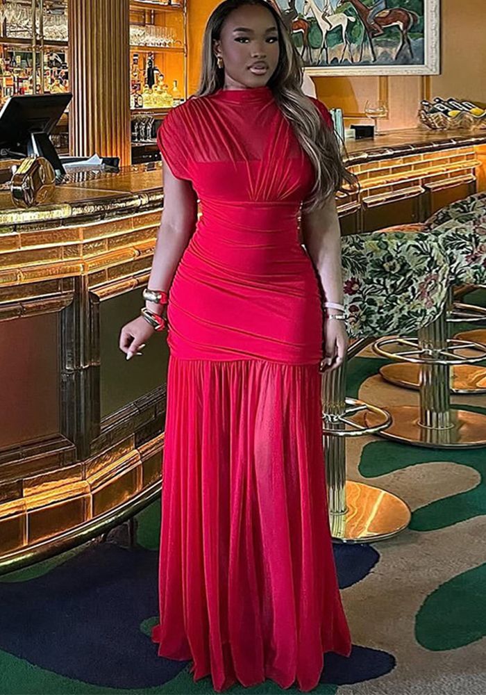 Robe Bodycon Sans Manches à Col Montant en Patchwork pour Femmes