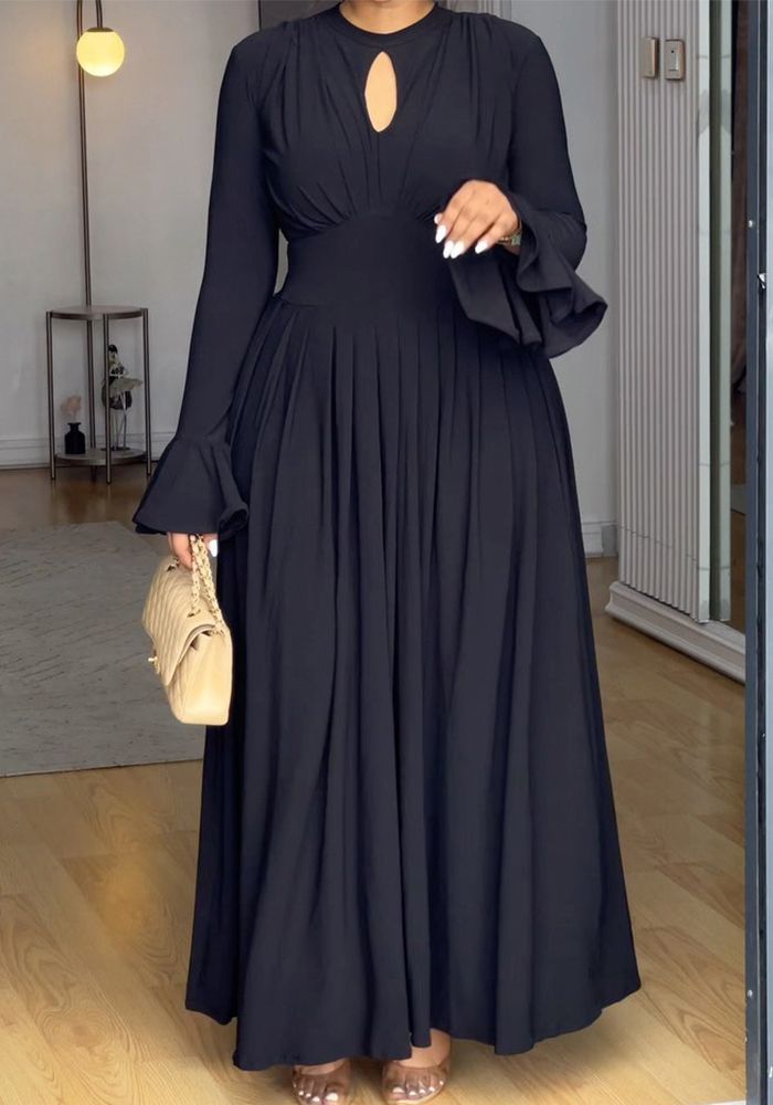 Robe Élégante à Découpe Longue Manche Femme
