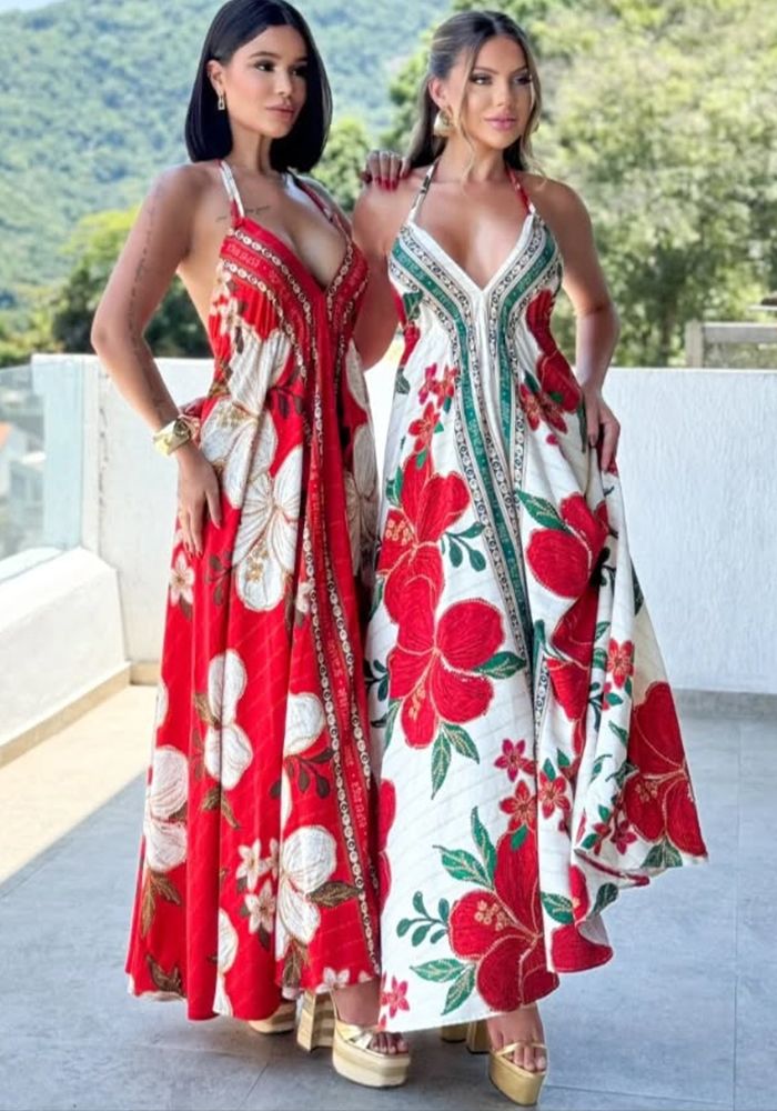Robe Imprimée Sans Épaules à Encolure en V et Bretelles pour Femmes Printemps/Été
