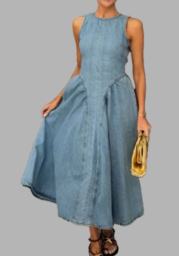 Robe Française Élégante Sans Manches Casual Printemps Femme