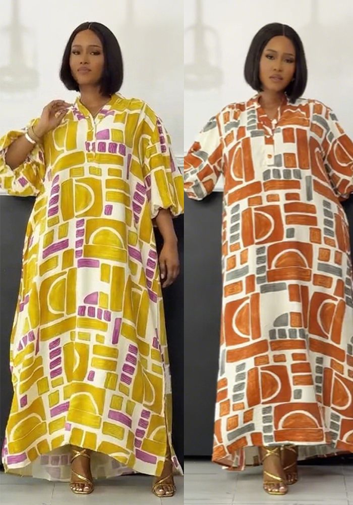 Robe fendue à manches lanternes pour femmes en carrière décontractée