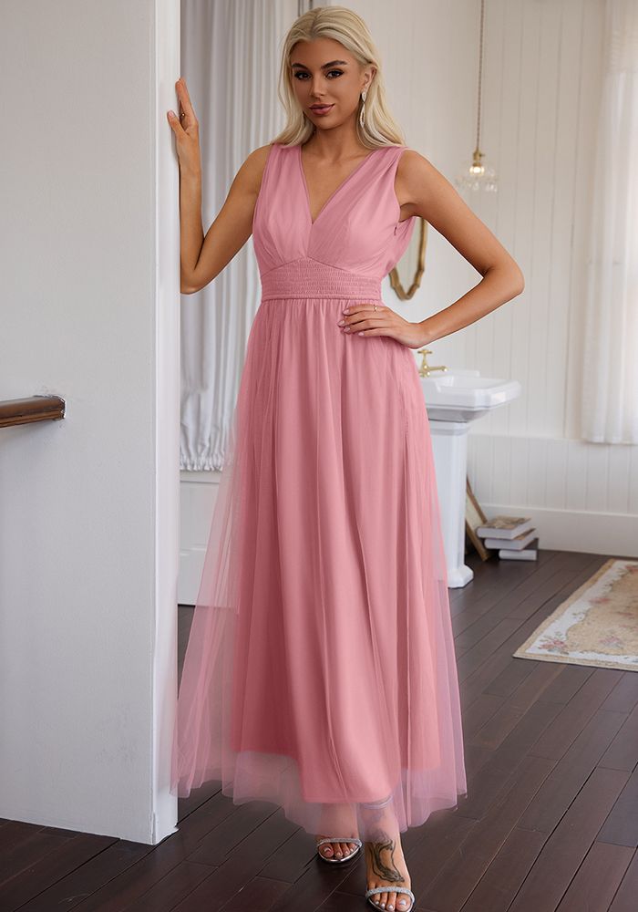 Robe en maille à col en V pour femmes