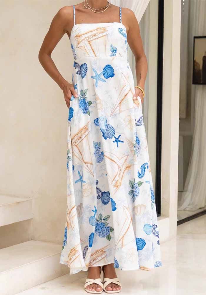 Robe Maxi Décontractée à Imprimé pour Femmes - Vacances d'Été