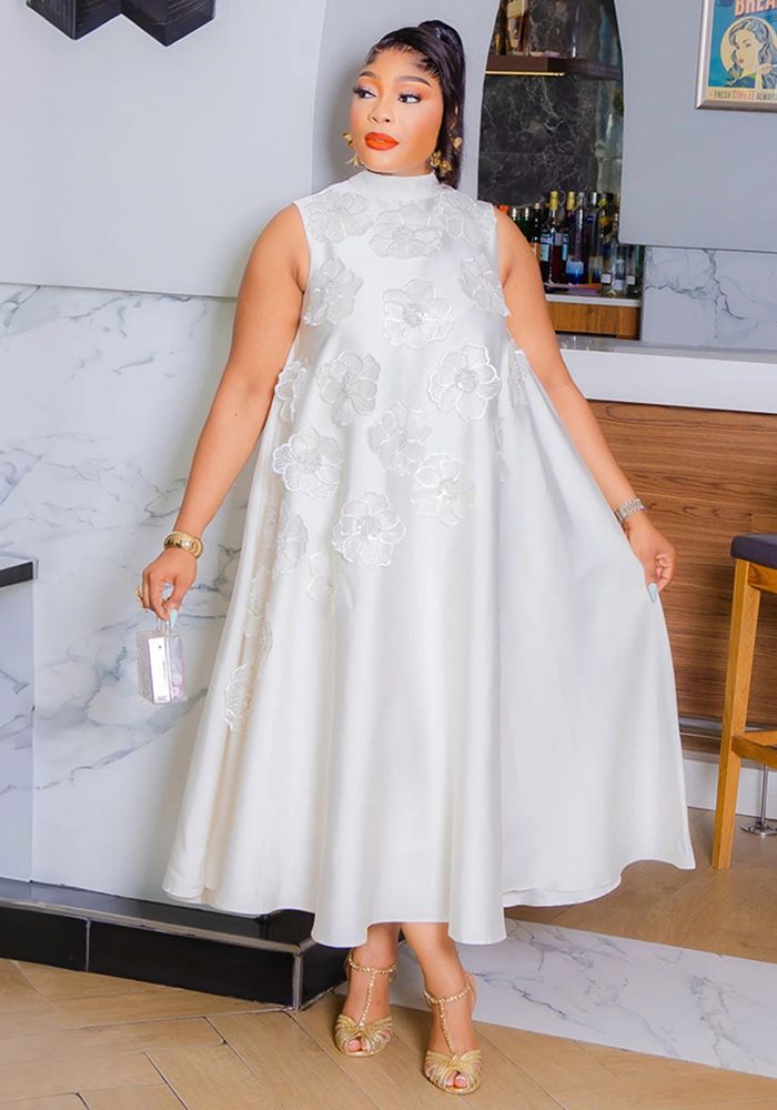Robe Maxi Sans Manches à Col Ronde pour Femmes