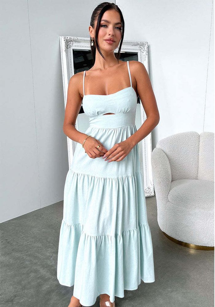 Robe à Bretelles Solide d'Été pour Femmes