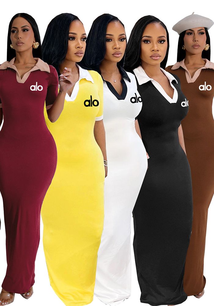 Robe Maxi Imprimée à Col Polo Rétro pour Femmes